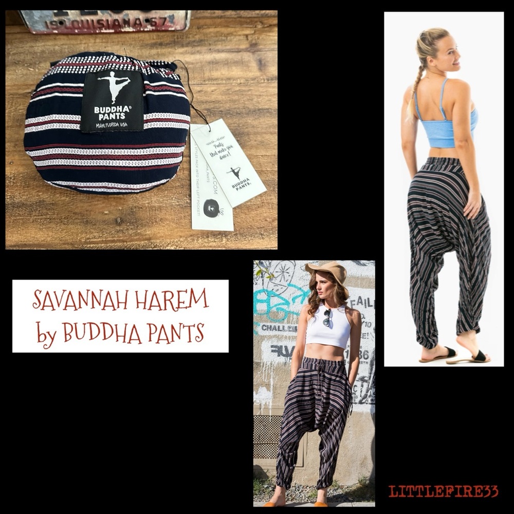 ✨STRIPED SLOUCHY HAREM PANTS by BUDDHA PANTS NWT XS